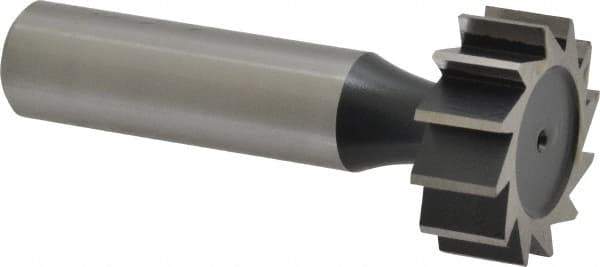 Interstate - 1" Diam x 3/8" Face Width, High Speed Steel, 12 Teeth, Shank Connection Woodruff Keyseat Cutter - Uncoated, 2-3/8" OAL x 1/2" Shank, Straight Teeth, ANSI 1208, Old Standard 152 - USA Tool & Supply