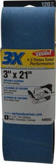 Norton - 3" Wide x 21" OAL, 120 Grit, Zirconia Alumina Abrasive Belt - Zirconia Alumina, Fine, Coated, Y Weighted Cloth Backing, Series 3X - USA Tool & Supply