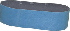 Norton - 3" Wide x 24" OAL, 80 Grit, Zirconia Alumina Abrasive Belt - Zirconia Alumina, Medium, Coated, Y Weighted Cloth Backing, Series 3X - USA Tool & Supply