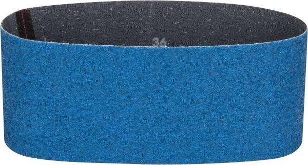 Norton - 4" Wide x 24" OAL, 36 Grit, Zirconia Alumina Abrasive Belt - Zirconia Alumina, Very Coarse, Coated, Y Weighted Cloth Backing, Series 3X - USA Tool & Supply