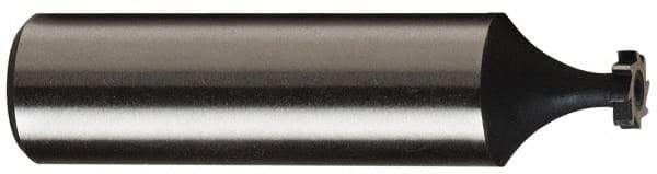Made in USA - 1-1/4" Diam x 5/16" Face Width, Carbide-Tipped, 8 Teeth, Shank Connection Woodruff Keyseat Cutter - TiN Finish, 2-5/16" OAL x 1/2" Shank, Straight Teeth, ANSI 1010, Old Standard D - USA Tool & Supply