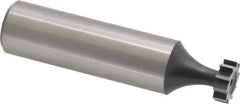 Interstate - 3/8" Diam x 1/8" Face Width, High Speed Steel, 6 Teeth, Shank Connection Woodruff Keyseat Cutter - Uncoated, 2-1/8" OAL x 1/2" Shank, Straight Teeth, ANSI 403, Old Standard 213 - USA Tool & Supply