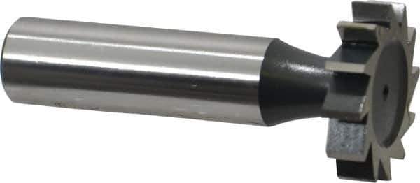 Interstate - 1" Diam x 7/32" Face Width, Cobalt, 12 Teeth, Shank Connection Woodruff Keyseat Cutter - Uncoated, 2-7/32" OAL x 1/2" Shank, Straight Teeth, ANSI 708, Old Standard 14 - USA Tool & Supply