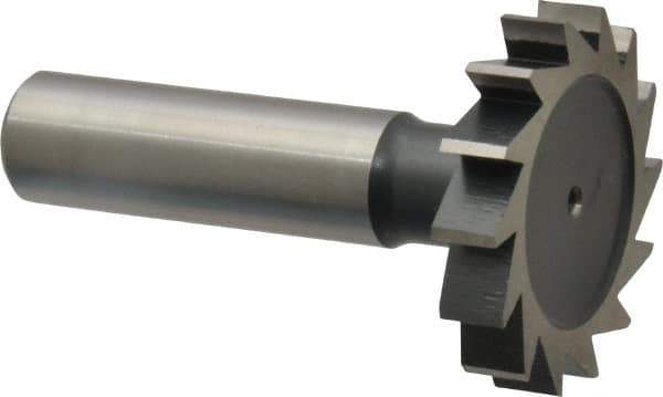 Interstate - 1-3/8" Diam x 1/4" Face Width, Cobalt, 14 Teeth, Shank Connection Woodruff Keyseat Cutter - Uncoated, 2-1/4" OAL x 1/2" Shank, Straight Teeth, ANSI 811, Old Standard 22 - USA Tool & Supply