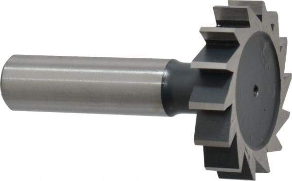Interstate - 1-1/2" Diam x 5/16" Face Width, Cobalt, 16 Teeth, Shank Connection Woodruff Keyseat Cutter - Uncoated, 2-5/16" OAL x 1/2" Shank, Straight Teeth, ANSI 1012, Old Standard 25 - USA Tool & Supply