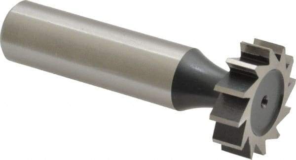 Interstate - 7/8" Diam x 1/4" Face Width, Cobalt, 10 Teeth, Shank Connection Woodruff Keyseat Cutter - Uncoated, 2-1/4" OAL x 1/2" Shank, Straight Teeth, ANSI 807, Old Standard A - USA Tool & Supply