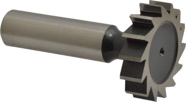 Interstate - 1-1/4" Diam x 5/16" Face Width, Cobalt, 14 Teeth, Shank Connection Woodruff Keyseat Cutter - Uncoated, 2-5/16" OAL x 1/2" Shank, Straight Teeth, ANSI 1010, Old Standard D - USA Tool & Supply