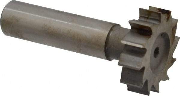 Interstate - 1-1/8" Diam x 5/16" Face Width, High Speed Steel, 12 Teeth, Shank Connection Woodruff Keyseat Cutter - Uncoated, 2-5/16" OAL x 1/2" Shank, Straight Teeth, ANSI 1009, Old Standard C - USA Tool & Supply