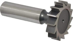 Interstate - 1-1/4" Diam x 5/16" Face Width, High Speed Steel, 14 Teeth, Shank Connection Woodruff Keyseat Cutter - Uncoated, 2-5/16" OAL x 1/2" Shank, Straight Teeth, ANSI 1010, Old Standard D - USA Tool & Supply