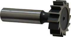 Interstate - 1-1/4" Diam x 3/8" Face Width, High Speed Steel, 14 Teeth, Shank Connection Woodruff Keyseat Cutter - Uncoated, 2-3/8" OAL x 1/2" Shank, Straight Teeth, ANSI 1210, Old Standard E - USA Tool & Supply