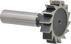 Interstate - 1-1/2" Diam x 3/8" Face Width, High Speed Steel, 16 Teeth, Shank Connection Woodruff Keyseat Cutter - Uncoated, 2-3/8" OAL x 1/2" Shank, Straight Teeth, ANSI 1212, Old Standard G - USA Tool & Supply