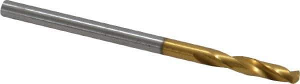 Guhring - #41 130° Parabolic Flute Cobalt Screw Machine Drill Bit - TiN Finish, Right Hand Cut, 14mm Flute Length, 43mm OAL, Standard Point, Straight Shank - USA Tool & Supply