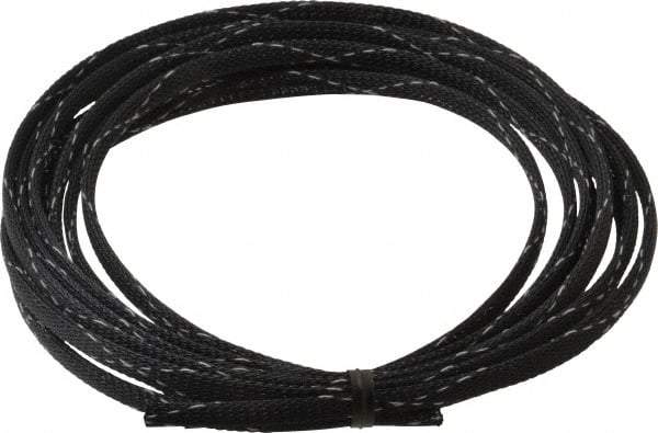 Techflex - Black/White Braided Expandable Cable Sleeve - 10' Coil Length, -103 to 257°F - USA Tool & Supply