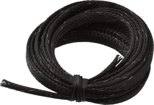 Techflex - Black/White Braided Expandable Cable Sleeve - 10' Coil Length, -103 to 257°F - USA Tool & Supply