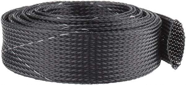 Techflex - Black/White Braided Expandable Cable Sleeve - 10' Coil Length, -103 to 257°F - USA Tool & Supply