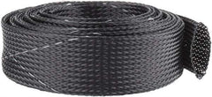 Techflex - Black/White Braided Expandable Cable Sleeve - 10' Coil Length, -103 to 257°F - USA Tool & Supply