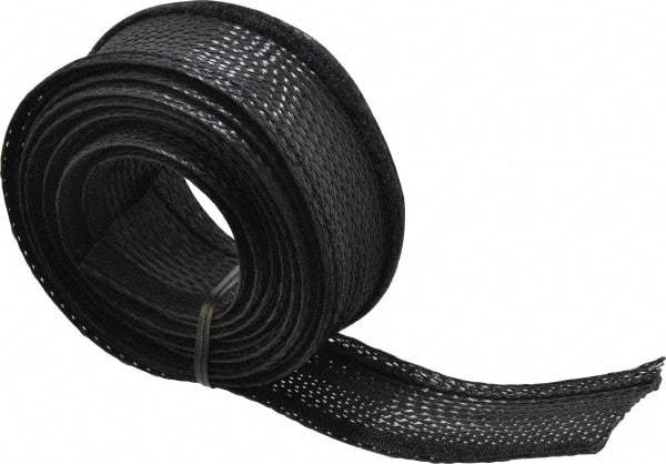 Techflex - Black Braided Cable Sleeve - 10' Coil Length, -103 to 257°F - USA Tool & Supply