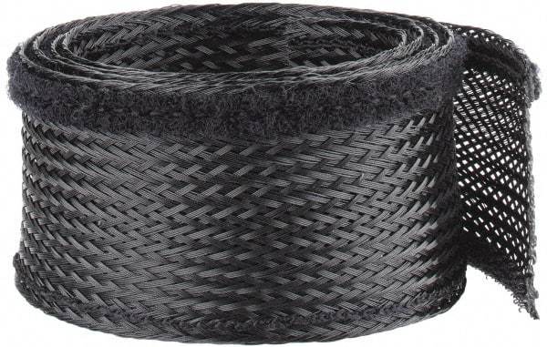Techflex - Black Braided Cable Sleeve - 3' Coil Length, -103 to 257°F - USA Tool & Supply