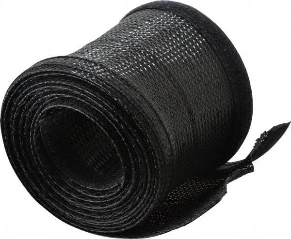 Techflex - Black Braided Cable Sleeve - 10' Coil Length, -103 to 257°F - USA Tool & Supply