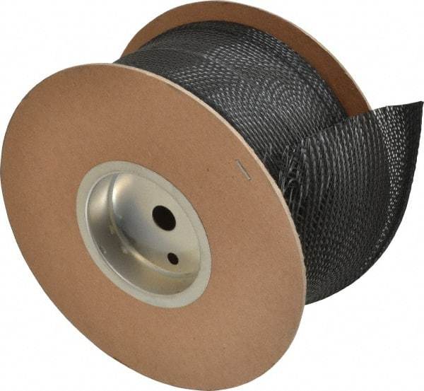 Techflex - Black Braided Cable Sleeve - 25' Coil Length, -103 to 257°F - USA Tool & Supply