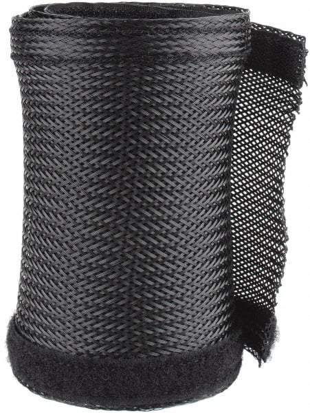 Techflex - Black Braided Cable Sleeve - 3' Coil Length, -103 to 257°F - USA Tool & Supply