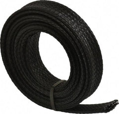 Techflex - Black Braided Expandable Cable Sleeve - 10' Coil Length, -103 to 257°F - USA Tool & Supply