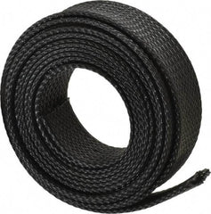 Techflex - Black Braided Expandable Cable Sleeve - 10' Coil Length, -103 to 257°F - USA Tool & Supply