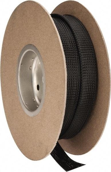 Techflex - Black Braided Expandable Cable Sleeve - 50' Coil Length, -103 to 257°F - USA Tool & Supply