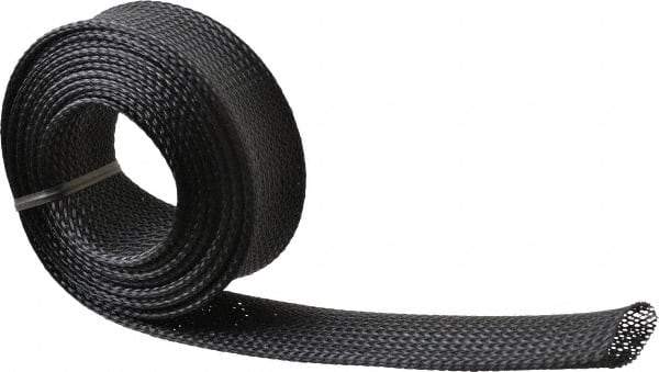 Techflex - Black Braided Expandable Cable Sleeve - 10' Coil Length, -103 to 257°F - USA Tool & Supply