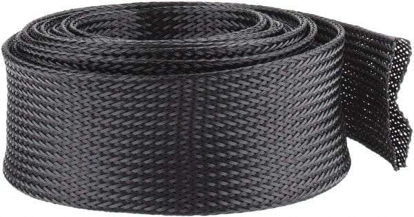 Techflex - Black Braided Expandable Cable Sleeve - 10' Coil Length, -103 to 257°F - USA Tool & Supply