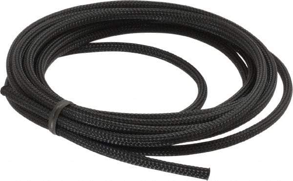 Techflex - Black Braided Expandable Cable Sleeve - 10' Coil Length, -103 to 257°F - USA Tool & Supply