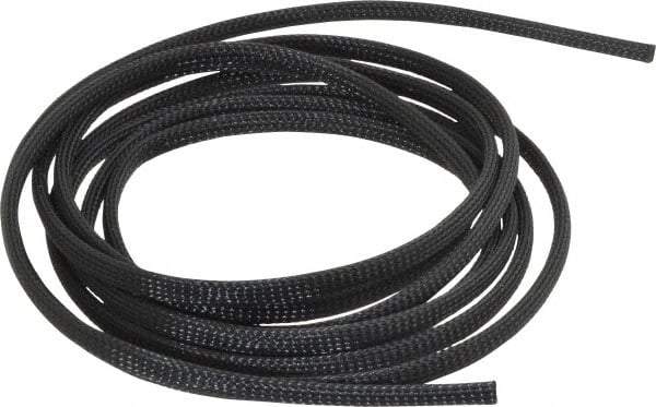 Techflex - Black Braided Expandable Cable Sleeve - 10' Coil Length, -103 to 257°F - USA Tool & Supply