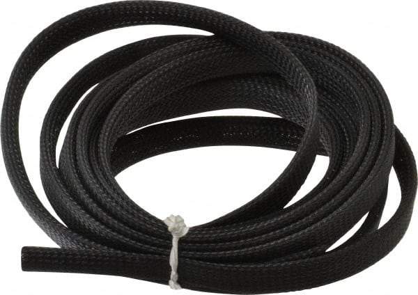 Techflex - Black Braided Expandable Cable Sleeve - 10' Coil Length, -103 to 257°F - USA Tool & Supply