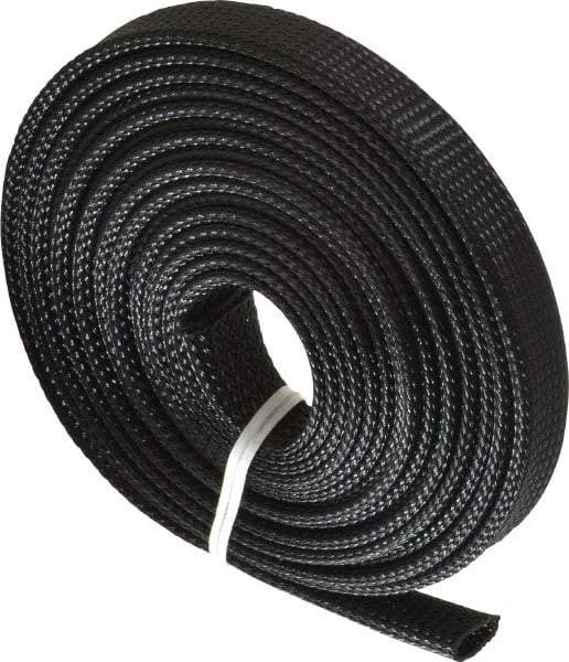 Techflex - Black Braided Expandable Cable Sleeve - 10' Coil Length, -103 to 257°F - USA Tool & Supply