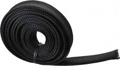 Techflex - Black Braided Expandable Cable Sleeve - 10' Coil Length, -103 to 257°F - USA Tool & Supply