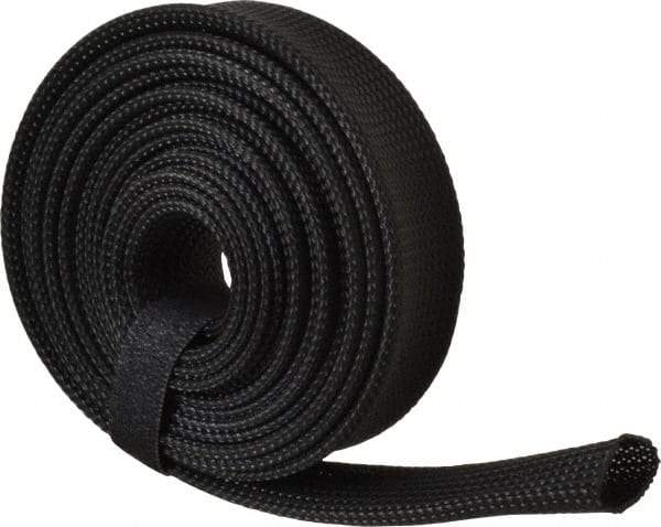 Techflex - Black Braided Expandable Cable Sleeve - 10' Coil Length, -103 to 257°F - USA Tool & Supply