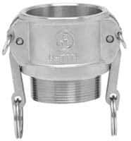 EVER-TITE Coupling Products - 4" Aluminum Cam & Groove Suction & Discharge Hose Female Coupler Male NPT Thread - Part B, 4" Thread, 100 Max psi - USA Tool & Supply