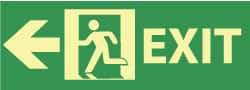 NMC - Exit, Pressure Sensitive Vinyl Exit Sign - 14" Wide x 5" High, Glow-in-the-Dark - USA Tool & Supply