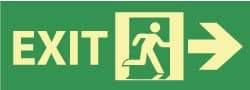 NMC - Exit, Pressure Sensitive Vinyl Exit Sign - 14" Wide x 5" High, Glow-in-the-Dark - USA Tool & Supply