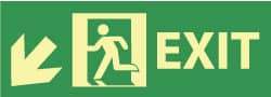 NMC - Exit, Pressure Sensitive Vinyl Exit Sign - 14" Wide x 5" High, Glow-in-the-Dark - USA Tool & Supply