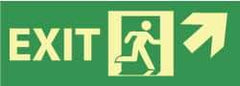 NMC - Exit, Pressure Sensitive Vinyl Exit Sign - 14" Wide x 5" High, Glow-in-the-Dark - USA Tool & Supply