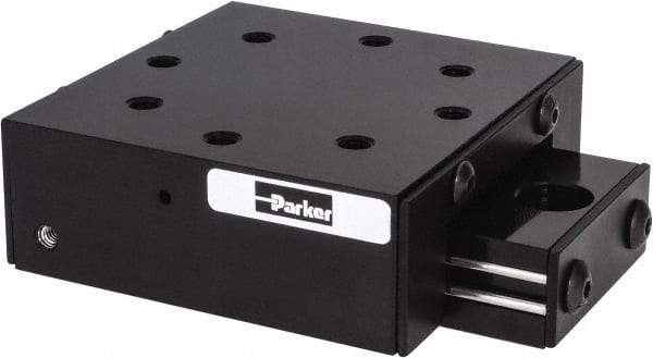 Parker - 18.2 Kg Capacity, M5 Mount Hole, 25mm Travel, Ball Bearing Slide Table - 8 Mounting Holes, 66-1/2mm Long x 66-1/2mm Wide x 25.4mm High - USA Tool & Supply