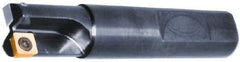 Cutting Tool Technologies - 3/8" Cut Diam, 0.23" Max Depth of Cut, 3/8" Shank Diam, 2-1/4" OAL, Indexable Square Shoulder End Mill - SDEB 21.51 Inserts, Weldon Shank, 90° Lead Angle, Through Coolant - USA Tool & Supply