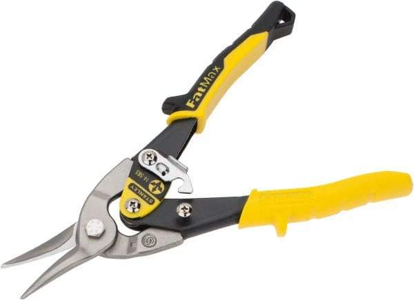 Stanley - 1-3/4" Length of Cut, Straight Pattern Aviation Snip - 10" OAL, Slip-Resistant Bi-Material Palm Cushion Grip Handle, 18 AWG Steel Capacity - USA Tool & Supply