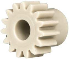 Made in USA - 20 Pitch, 3/4" Pitch Diam, 0.85" OD, 15 Tooth Spur Gear - 3/8" Face Width, 5/16" Bore Diam, 19/32" Hub Diam, 20° Pressure Angle, Acetal - USA Tool & Supply