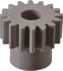 Made in USA - 20 Pitch, 0.8" Pitch Diam, 0.9" OD, 16 Tooth Spur Gear - 3/8" Face Width, 5/16" Bore Diam, 39/64" Hub Diam, 20° Pressure Angle, Acetal - USA Tool & Supply