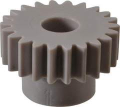 Made in USA - 20 Pitch, 1.1" Pitch Diam, 1.2" OD, 22 Tooth Spur Gear - 3/8" Face Width, 3/8" Bore Diam, 3/4" Hub Diam, 20° Pressure Angle, Acetal - USA Tool & Supply