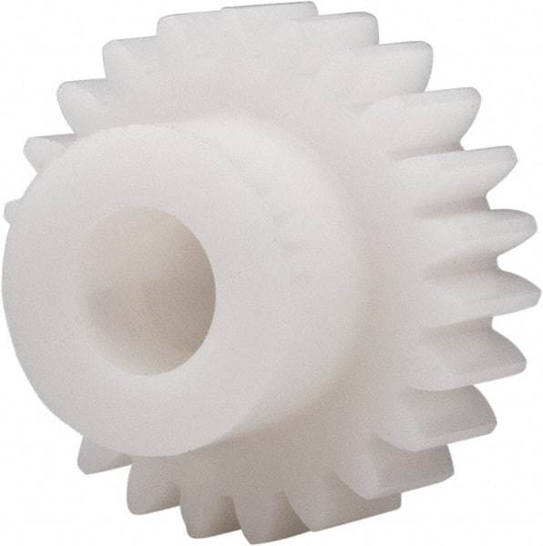 Made in USA - 20 Pitch, 1.15" Pitch Diam, 1-1/4" OD, 23 Tooth Spur Gear - 3/8" Face Width, 3/8" Bore Diam, 47/64" Hub Diam, 20° Pressure Angle, Acetal - USA Tool & Supply