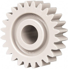 Made in USA - 20 Pitch, 1.2" Pitch Diam, 1.3" OD, 24 Tooth Spur Gear - 3/8" Face Width, 3/8" Bore Diam, 47/64" Hub Diam, 20° Pressure Angle, Acetal - USA Tool & Supply