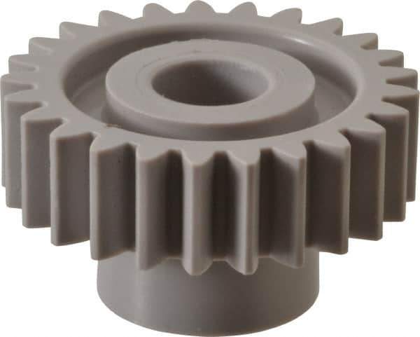 Made in USA - 20 Pitch, 1-1/4" Pitch Diam, 1.35" OD, 25 Tooth Spur Gear - 3/8" Face Width, 3/8" Bore Diam, 47/64" Hub Diam, 20° Pressure Angle, Acetal - USA Tool & Supply